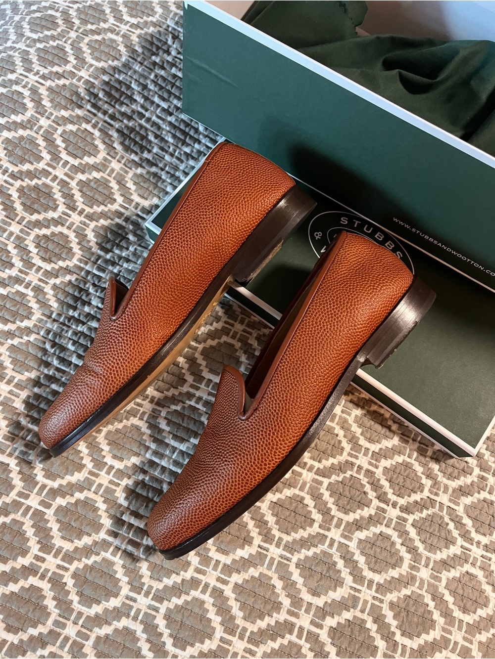 Men’s Stubbs and Wootton Leather Pebbled Slip-On Loafers - Football leather - Picture 4 of 11